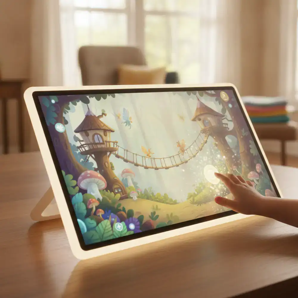 Interactive storybook on a digital screen