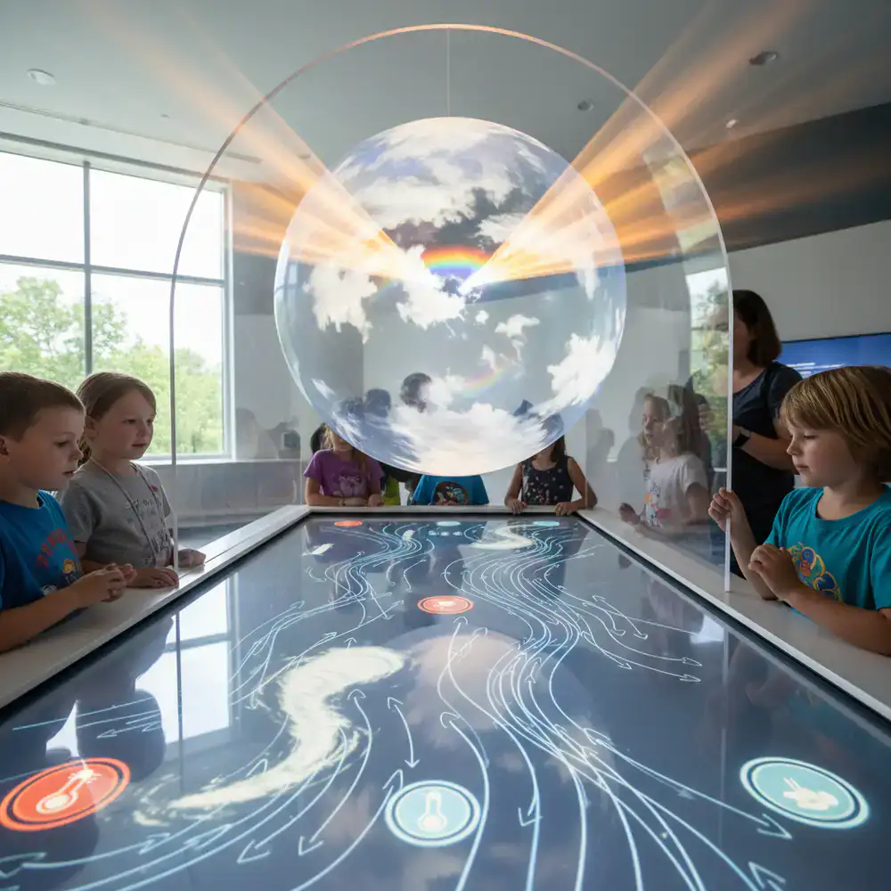 Interactive science game showing weather patterns