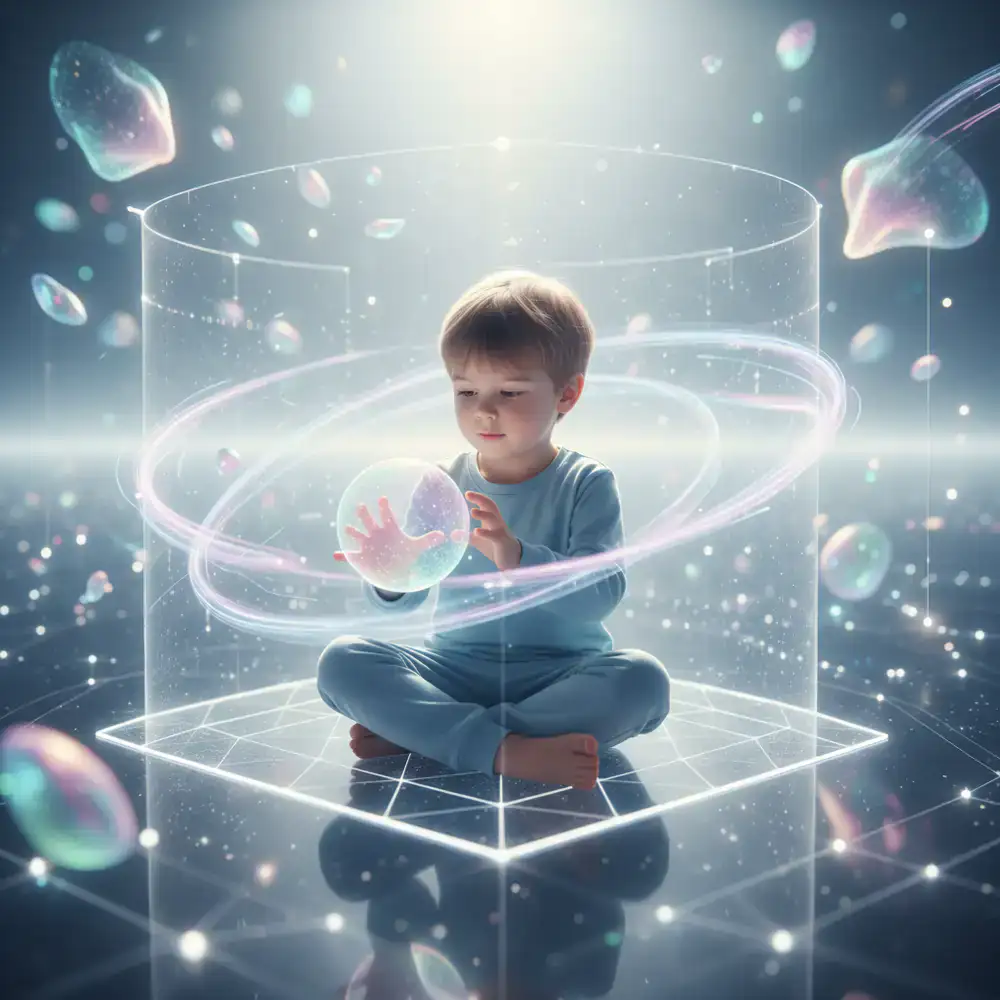 Child playing peacefully in a secure digital environment